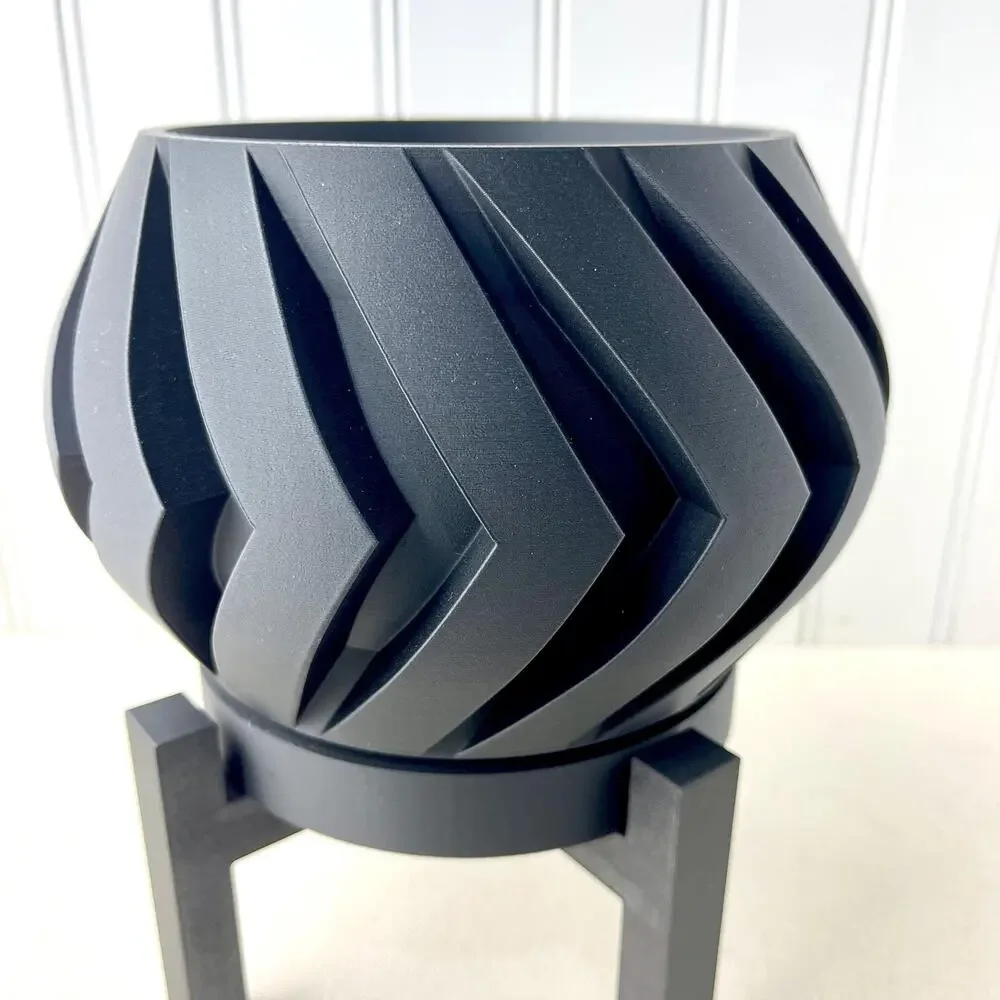 Geometric Indoor Planter Pot, Manse Planter Pot, Swirl Chevron Design